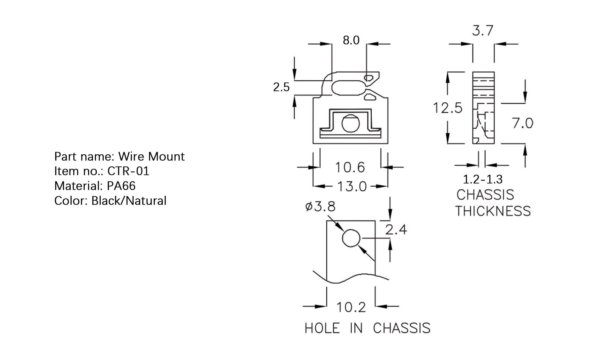 Plastic Wire Mount CTR-01